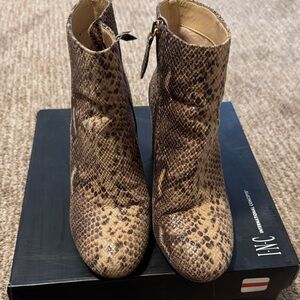INC International Concepts Women's Tan Snake Print Booties